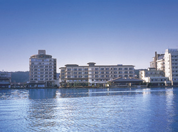 Hotel facade in summer.